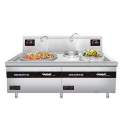 商用型大小锅组合灶油炸炒锅爆炒不锈钢餐馆电磁加热烹饪机械设备